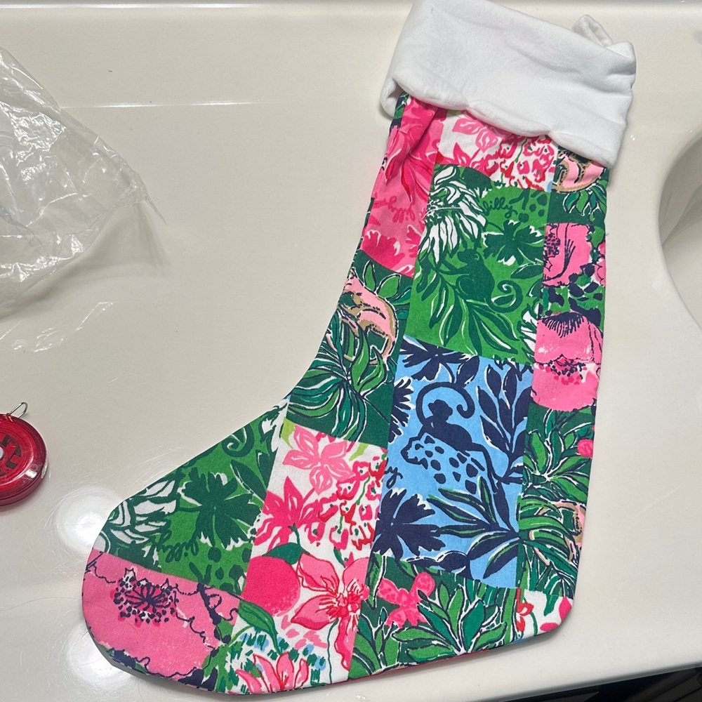 Lilly Pulitzer Colorful Patchwork Christmas Stocking